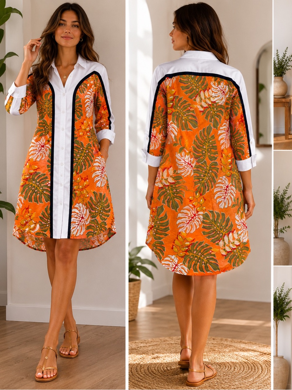 Alder Tropical Leaf Print Shirt Dress